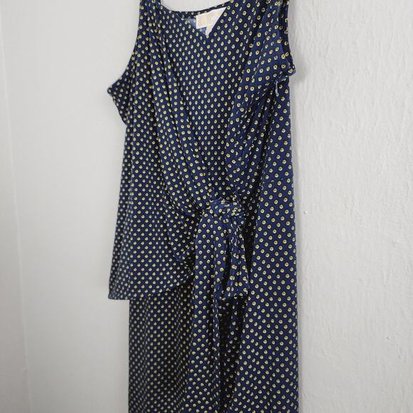 MICHAEL Michael Kors Navy Blue Dot Print Side-Tie Wide-Leg Jumpsuit Plus 2X NWT - Picture 5 of 13